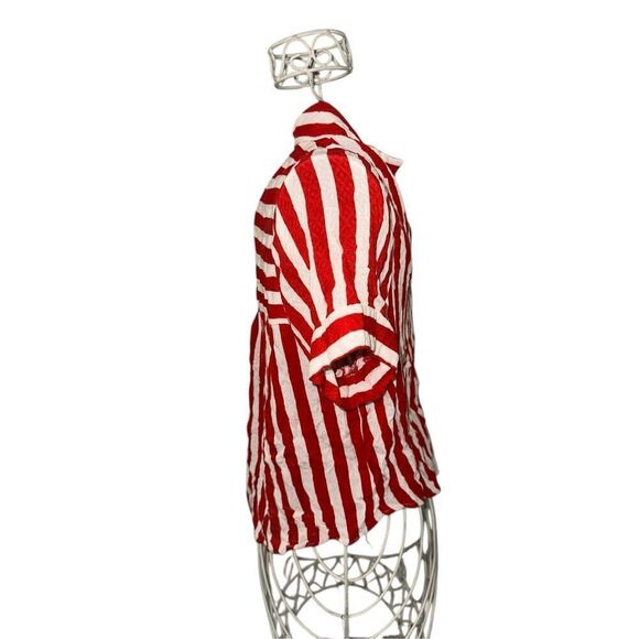 Good Condition Free People button up stripped red and white cropped top blouse s - Picture 4 of 9